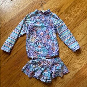 Skin Multicolor Floral Kids Rashguard Set